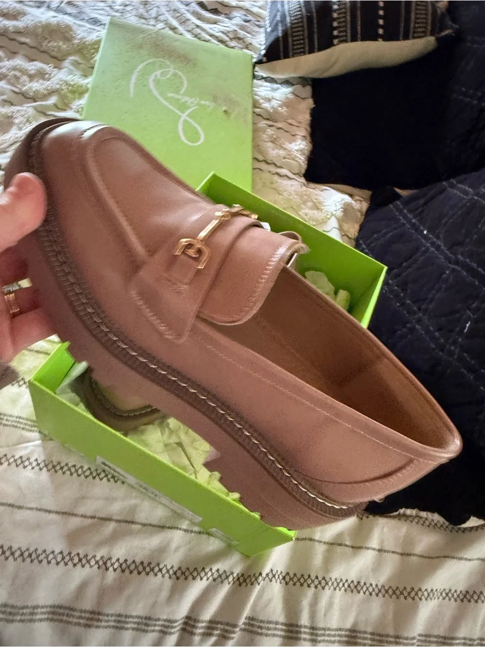 Sam Edelman Lug Sole Loafers in Blush Pink